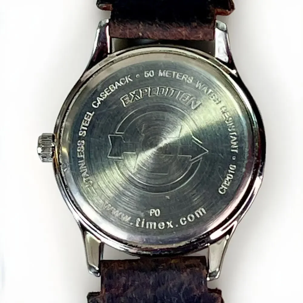 Timex Expedition Mens Watch 36mm Green Dial Leather Indiglo Date *Needs Battery
